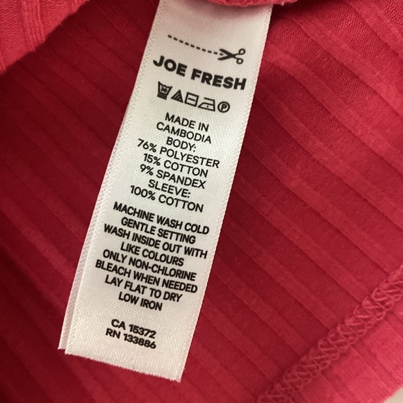 Joe Fresh Pink V Neck Summer Embroidered Short Sleeve Ribbed Shirt - Picture 9 of 9